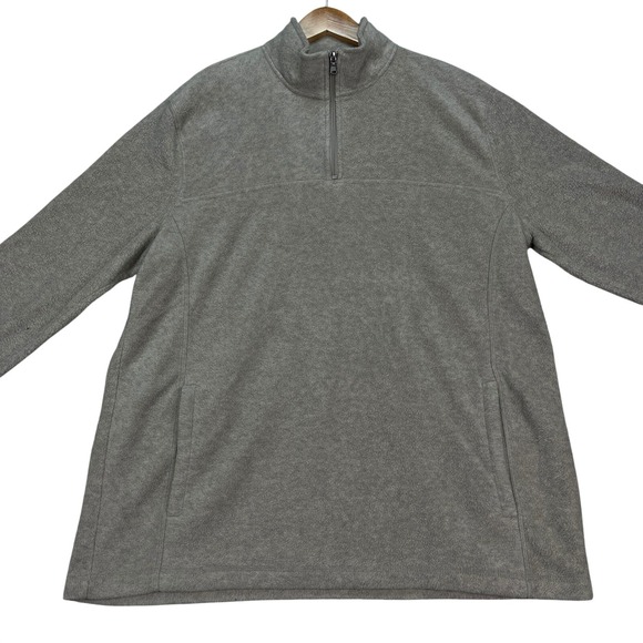 croft & barrow Other - Croft Barrow Pullover Mens Large Gray Long Sleeve 1/4 Zip Mock Neck Fleece EUC